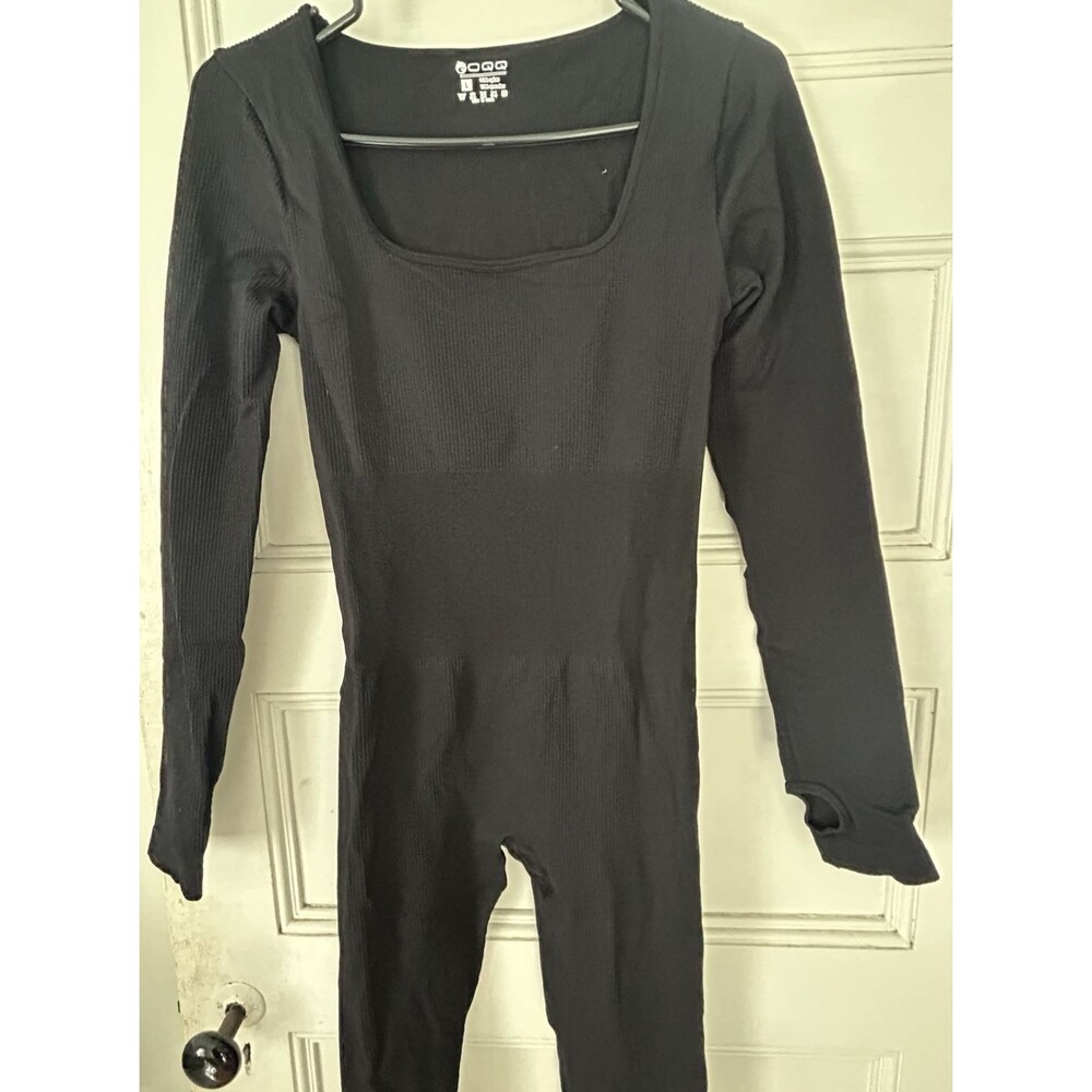 Women Sk⚡️ms Dupe Square Neck Ribbed Long Sleeve Jumpsuit Romper & Bodysuit
